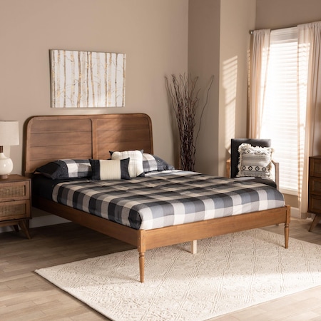 Baxton Studio Kassidy Traditional Walnut Brown Finished Wood Platform Bed-Queen 192-11496-ZORO